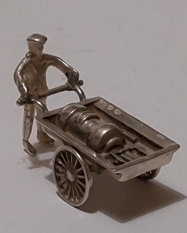 Hollands zilver miniatuur kachelsmid met kar. zeldzaam, Antiek en Kunst, Antiek | Goud en Zilver, Zilver, Ophalen