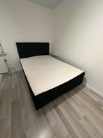 Boxspring 140cm met achterwand, Huis en Inrichting, Slaapkamer | Bedden, Ophalen, Zwart, 140 cm, Zo goed als nieuw