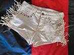 Chic by Lirette korte broek met franjes, mt XS, Ophalen of Verzenden, Zo goed als nieuw, Blauw, W27 (confectie 34) of kleiner