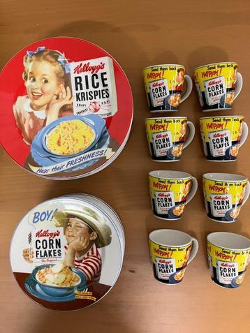 Kellogg's vintage borden (groot/klein) en bekers   beschikbaar voor biedingen
