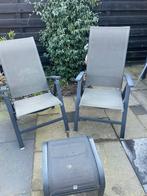 2 tuinstoelen/ ligstoelen met voetenbankje, Tuin en Terras, Tuinstoelen, Ophalen, Gebruikt, Aluminium