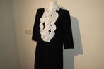 Boutique Moschino zwarte jurk witte ruffels knopen D38, Maat 38/40 (M), Verzenden, Zwart, Moschino