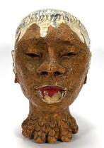 605. Keramisch beeld, vrouwenhoofd met glazuur, 20e/21e eeuw, Antiek en Kunst, Kunst | Beelden en Houtsnijwerken, Ophalen of Verzenden