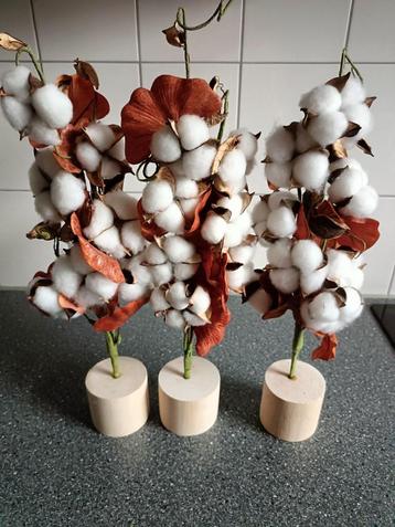 3 Katoen kunstplantjes beschikbaar voor biedingen