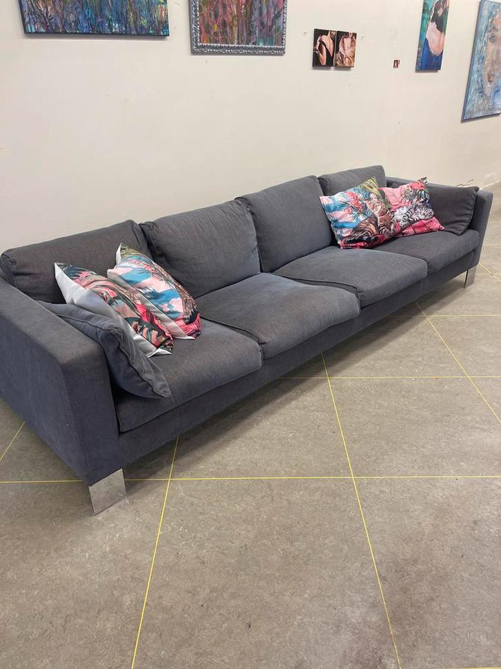 Minotti Designbank - Paars-Blauw-Grijs - 280cm, Huis en Inrichting, Banken | Bankstellen, Gebruikt, Rechte bank, Vierpersoons of meer