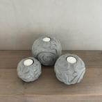 3 aardewerk bollen windlicht windlichten waxinelicht houder, Ophalen of Verzenden, Zo goed als nieuw, Overige materialen, Minder dan 25 cm