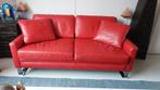2,5 zits bank rood leer, Ophalen, 150 tot 200 cm, Driepersoons, 75 tot 100 cm