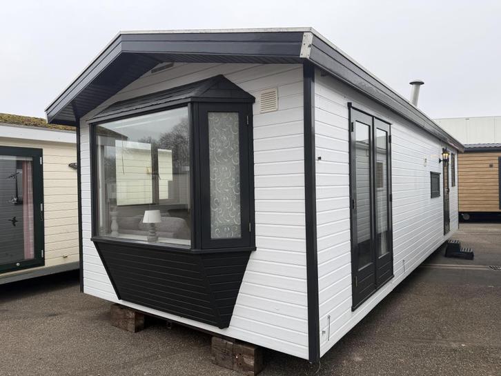 PVC Chalet 10 x 3.70 m Airco Pannendak Winterhard, Caravans en Kamperen, Stacaravans, tot en met 4