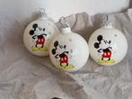 3 Mooie Vintage Kerstballen van Disney Mickey Mouse Glas, Verzenden, Gebruikt