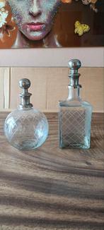 Vintage Karaffen met Geslepen Glas & Zilveren Schenktuit, Antiek en Kunst, Antiek | Glas en Kristal, Ophalen of Verzenden