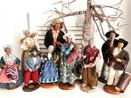 Vintage kerststal poppen Provence dorpsbewoners 9 stuks, Ophalen
