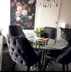 Eettafel met glasplaat, Huis en Inrichting, Tafels | Eettafels, Ophalen, 50 tot 100 cm, Zo goed als nieuw, Vijf personen of meer