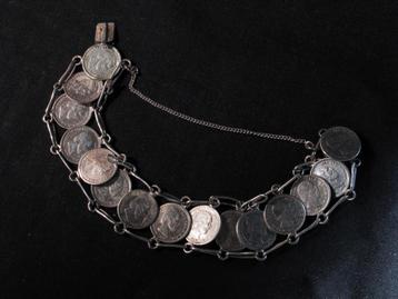 Armband antiek zilver, stuivertjes Willem III 1875. 1161 beschikbaar voor biedingen