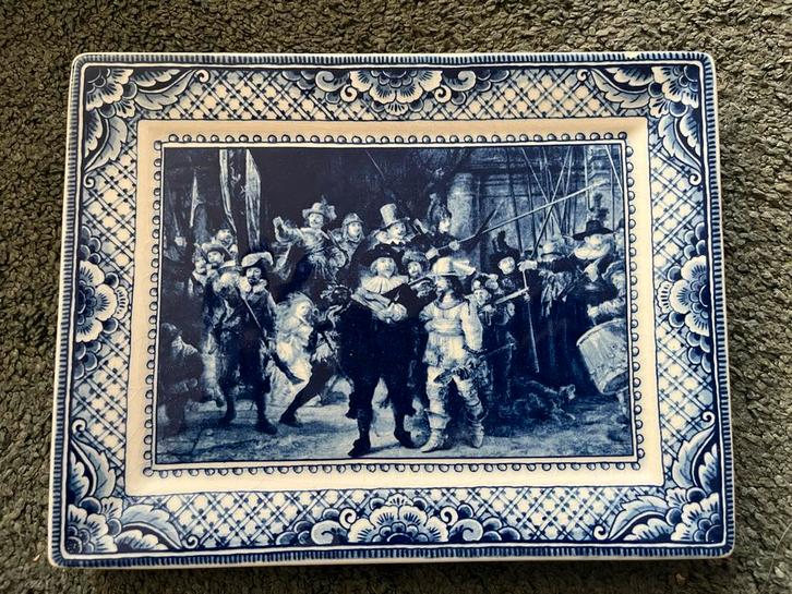 Delfts Blauw Bord - Nachtwacht, Antiek en Kunst, Antiek | Wandborden en Tegels, Ophalen of Verzenden