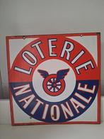 Antiek emaille bord - 1940 - Loterie National, Ophalen of Verzenden, Gebruikt, Reclamebord