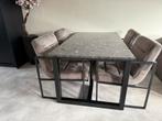 Eettafel met Marmer blad en Richmond eetstoelen, Ophalen, Gebruikt, 50 tot 100 cm, 150 tot 200 cm