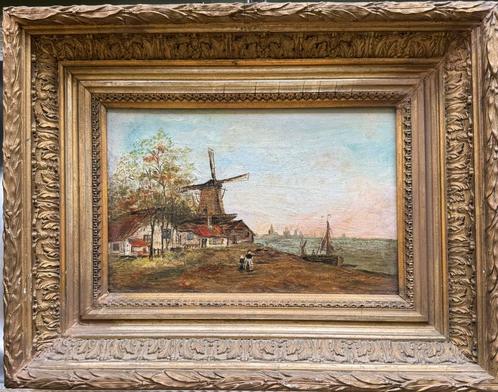 J de Haan - Hollands landschap, Antiek en Kunst, Kunst | Schilderijen | Klassiek, Ophalen of Verzenden