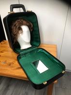 Vintage Zwarte pruiken Koffer met Spiegel en pruik echt haar, Ophalen of Verzenden, Gebruikt, Pruik of Haarverlenging