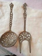Oude koperen lepel en vork 39 cm lang, Antiek en Kunst, Ophalen of Verzenden