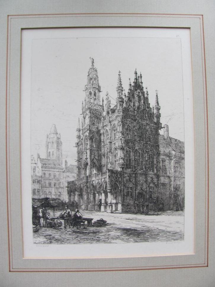 Sir Ernest George (1839-1922) OUDENAARDE ca. 1880, Antiek en Kunst, Kunst | Etsen en Gravures, Ophalen of Verzenden