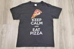 T-Shirt PIZZA 'keep calm and eat pizza' maat 176/ S / zwart, Kinderen en Baby's, Kinderkleding | Maat 176, Jongen of Meisje, Gebruikt
