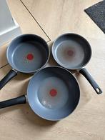 3 Tefal Pannen - Gebruikt, Huis en Inrichting, Keuken | Potten en Pannen, Ophalen, Gebruikt, Aluminium, Koekenpan of Braadpan