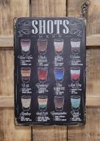 Shots menu shotjes reclamebord van metaal wandbord deco, Huis en Inrichting, Info@deconoord.nl, Deco Noord, Nieuw, Ophalen of Verzenden
