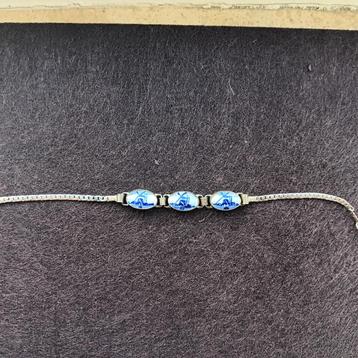Antieke armband, delfts blauwe molentjes, zilveren bandje beschikbaar voor biedingen