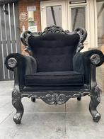Zwarte kroon barok fauteul, Huis en Inrichting, Fauteuils, Ophalen of Verzenden