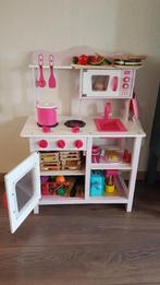 Houten keuken roze wit | met accessoires | 100+ delig, Kinderen en Baby's, Ophalen of Verzenden, Zo goed als nieuw