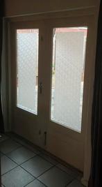 2 delige voordeur + kozijn-dubbele tuindeur hout enkel glas, Ophalen, Gebruikt, 80 tot 100 cm, Buitendeur