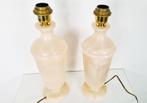 Paar Vintage Alabaster Lampen Marmer Roze, Huis en Inrichting, Vintage, chique, alabaster, hotel, paar, marmer, roze, spanje, Overige materialen