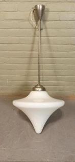 Vintage Art Deco opaline druppel hanglamp plafondlamp, Huis en Inrichting, Ophalen, Tweedehands, Tweedehands, Glas