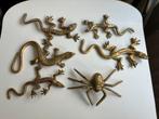 Vintage 5 koperen salamanders en een spin, Antiek en Kunst, Ophalen