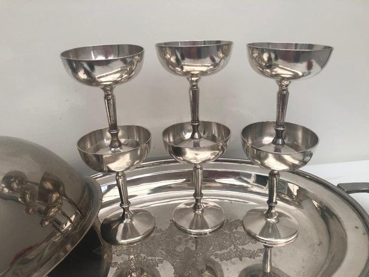6 Antieke Hotelzilver Coupes - Seinpost  Scheveningen Jr 20, Antiek en Kunst, Antiek | Servies los, Ophalen of Verzenden