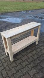 Mooie pallethouten sidetable oppottafel, Huis en Inrichting, Tafels | Sidetables, Ophalen, 100 tot 150 cm, Nieuw, 25 tot 50 cm