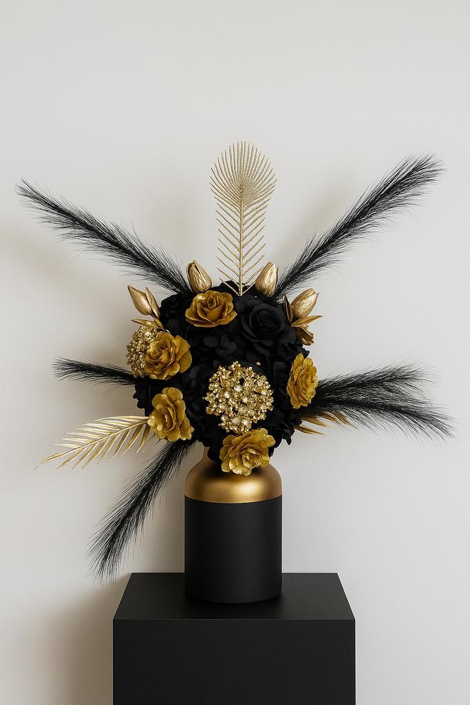 Luxe Kerst Kunstboeket - Black Friday Actie!, Huis en Inrichting, Woonaccessoires | Vazen, Nieuw, Zwart, 50 tot 75 cm, Kunststof