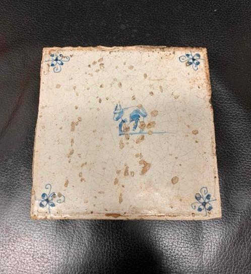 Tegel twee leuke delfs blauwe tegels, Antiek en Kunst, Antiek | Wandborden en Tegels, Ophalen of Verzenden