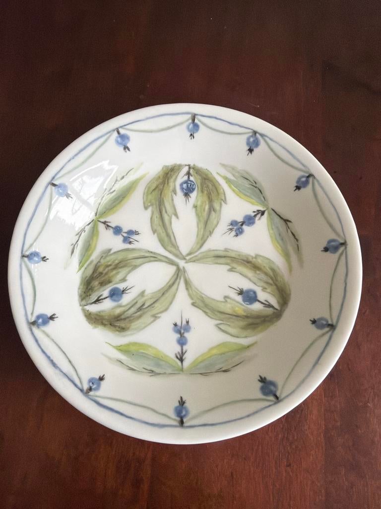 Vintage Handgeschilderd Schoteltje met Bloemen, Ophalen of Verzenden