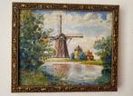 Miniatuur schilderij met Hollands landschap., Antiek en Kunst, Kunst | Schilderijen | Klassiek, Ophalen of Verzenden