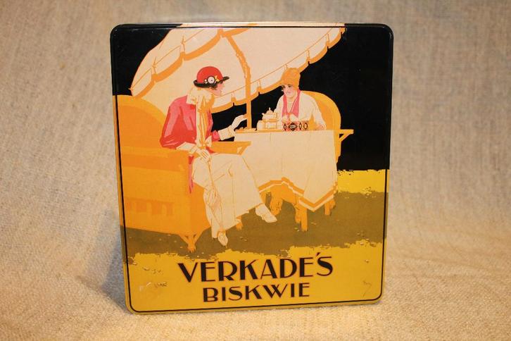 Vintage Verkade Blik - "De Meisjes van Verkade" - Biskwie, Verzamelen, Blikken, Gebruikt, Koek(jes), Verkade, Ophalen of Verzenden