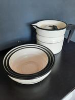Vintage, retro emaille schalenset en melkkoker, Ophalen of Verzenden