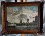 Antiek schilderij - Hollands landschap - Paneel - 1900, Antiek en Kunst, Ophalen