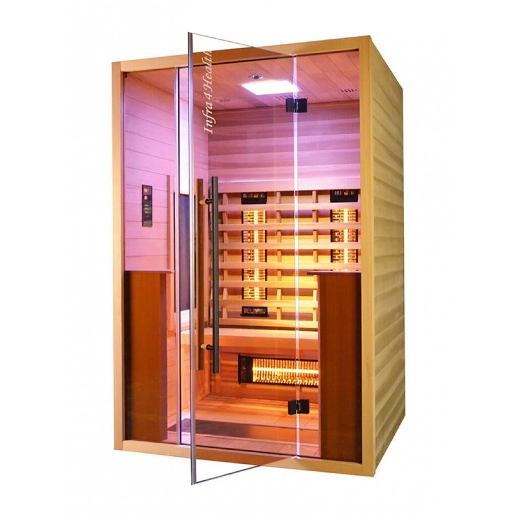 Infrarood sauna 130 Glass Front | Luxe | 2‑persoons, Ophalen of Verzenden, Nieuw, Infrarood, Complete sauna