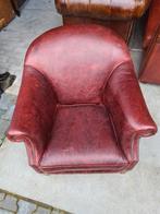 Engelse Chesterfield fauteuil rood leer + BEZORGING GRATIS, Huis en Inrichting, Fauteuils, Chesterfield, Ophalen of Verzenden