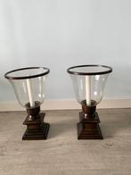 2 mooie windlichten, Huis en Inrichting, Woonaccessoires | Kandelaars en Kaarsen, Ophalen, Zo goed als nieuw, Metaal, Minder dan 25 cm