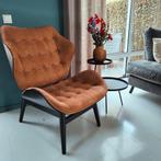 Cognac fauteuil / bruine stoel, Ophalen, Zo goed als nieuw, 75 tot 100 cm, 50 tot 75 cm