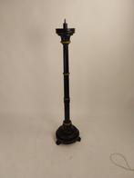 Vintage Houten Kandelaar Jaren '70 - Zwart & Goud, Ophalen of Verzenden, Overige materialen