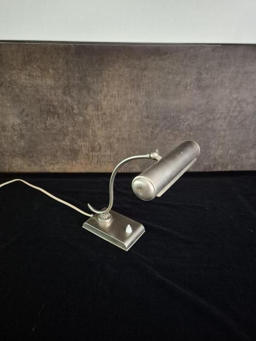 Vintage - Pianolamp - Orgellamp - Bureaulamp - Zilverkleurig, Huis en Inrichting, Lampen | Tafellampen, Gebruikt, Minder dan 50 cm