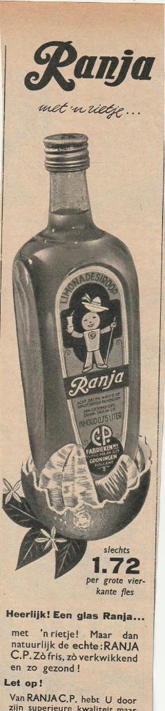 Retro reclame 1957 Ranja CP Groningen heerlijk met 'n rietje, Verzamelen, Retro, Overige typen, Verzenden